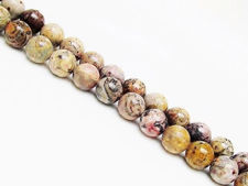 Picture of 8x8 mm, round, gemstone beads, leopard skin jasper or Mexican Rhyolite, natural