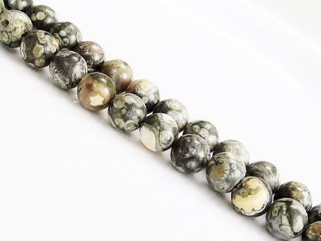 Picture of 8x8 mm, round, gemstone beads, rhyolite, green, natural
