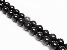 Picture of 8x8 mm, round, gemstone beads, obsidian, rainbow, natural