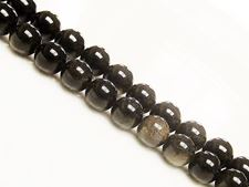 Picture of 8x8 mm, round, gemstone beads, obsidian, golden sheen, natural