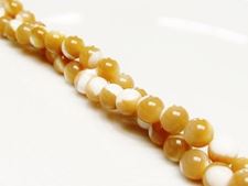 Picture of 6x6 mm, round, organic gemstone beads, mother of pearl, beige, natural