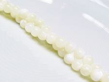 Picture of 6x6 mm, round, organic gemstone beads, mother of pearl, white