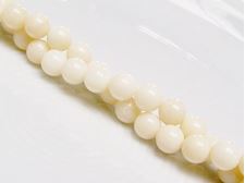 Picture of 6x6 mm, round, organic gemstone beads, coral, natural white