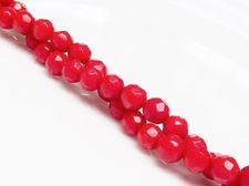 Picture of 6x6 mm, round, organic gemstone beads, coral, red, faceted