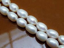Picture of 6-7 mm, rice, organic gemstone beads, freshwater pearls, white