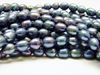 Picture of 6-7 mm, rice, organic gemstone beads, freshwater pearls, peacock blue