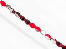 Picture of 5x3 mm, Pinch beads, Czech glass, cherry red, opaque, partially chrome plated