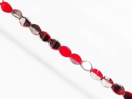 Image de 5x3 mm, toupies Pinch, perles de verre tchèque, rouge cerise, opaque, partiellement chromé