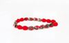 Picture of 5x3 mm, Pinch beads, Czech glass, cherry red, opaque, partially chrome plated