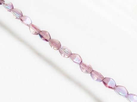 Picture of 5x3 mm, Pinch beads, Czech glass, light amethyst purple, transparent, AB