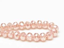 Image de 6x8 mm, perles à facettes tchèques rondelles, cristal, transparent, nacré rose pâle