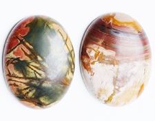 Image de 13x18 mm, ovale, cabochons de pierres gemmes, jaspe ruisseau rouge, naturel