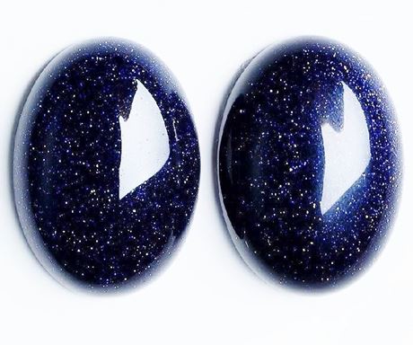 Image de 18x25 mm, ovale, cabochons de pierres gemmes, rivière d'or, bleu nuit