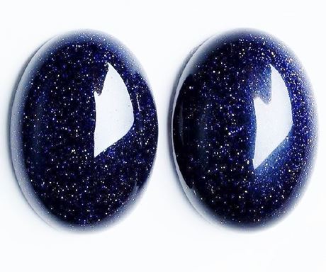 Picture of 18x25 mm, oval, gemstone cabochons, goldstone, night blue