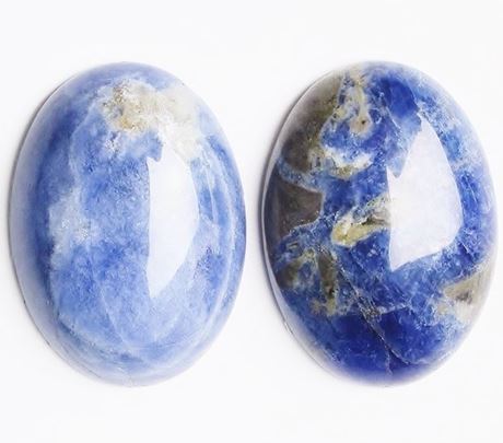 Image de 18x25 mm, ovale, cabochons de pierres gemmes, sodalite, naturelle