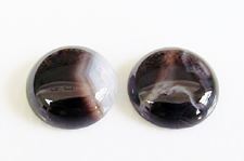 Picture of 20x20 mm, round, gemstone cabochons, deep brown agate and quartz, natural