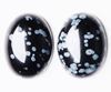 Image de 13x18 mm, ovale, cabochons de pierres gemmes, obsidienne, flocon de neige, naturelle