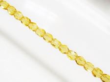 Picture of 4x4 mm, Czech faceted round beads, amber yellow, transparent