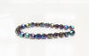 Picture of 4x4 mm, Czech faceted round beads, black, opaque,  purple blue iris luster