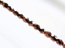 Picture of 4x4 mm, Czech faceted round beads, black, opaque, rusty bronze luster