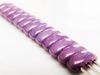 Picture of 3x8 mm, spindle, Cali beads, Czech glass, 3 holes, chalk white, opaque, alexandrite purple luster