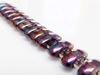 Picture of 3x8 mm, spindle, Cali beads, Czech glass, 3 holes, transparent, purple-pink iris luster