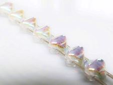 Picture of 5x5 mm, diagonal, mini Silky beads, Czech glass, 2 holes, crystal, transparent, AB