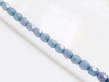 Image de 4x4 mm, perles à facettes tchèques rondes, blanc craie, opaque, lustré bleu gris
