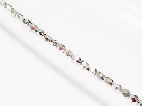 Picture of 4x4 mm, Czech faceted round beads, crystal, transparent, full silver mirror