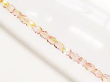 Image de 4x4 mm, perles à facettes tchèques rondes, rose pâle, transparent, AB