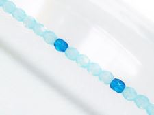 Image de 4x4 mm, perles à facettes tchèques rondes, translucide, bleu opal et bleu