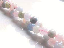 Picture of 6x6 mm, round, gemstone beads, Morganite or pink beryl, natural