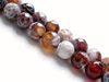 Picture of 8x8 mm, round, gemstone beads, crackle agate, brown, faceted