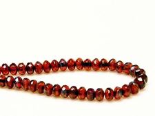 Picture of 3x5 mm, Czech faceted rondelle beads, dark topaz brown, transparent, picasso