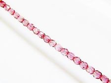 Image de 4x4 mm, perles à facettes tchèques rondes, transparentes, lustrées rose topaze pâle