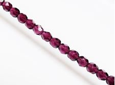 Picture of 6x6 mm, Czech faceted round beads, amethyst black, translucent