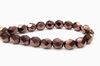 Picture of 6x6 mm, Czech faceted round beads, black, opaque, rusty bronze luster
