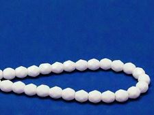 Image de 6x6 mm, perles à facettes tchèques rondes, blanc craie, opaque