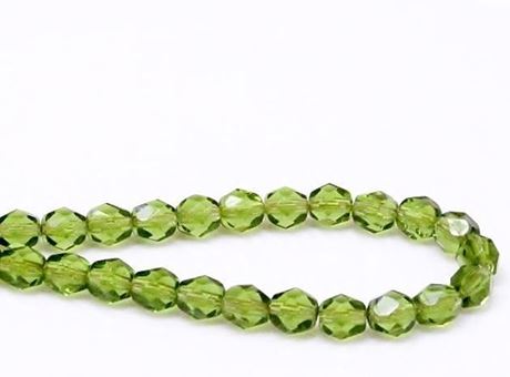 Image de 6x6 mm, perles à facettes tchèques rondes, vert olive foncé, transparent