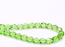 Picture of 6x6 mm, Czech faceted round beads, light peridot green, transparent