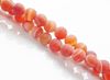 Picture of 6x6 mm, round, gemstone beads, natural striped agate, orange-red, frosted