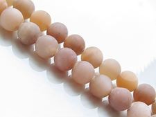 Picture of 8x8 mm, round, gemstone beads, sunstone, natural, muted peachy pink, frosted