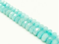 Picture of 5x8 mm, rondelle, gemstone beads, jade, light turquoise green, A-grade, faceted