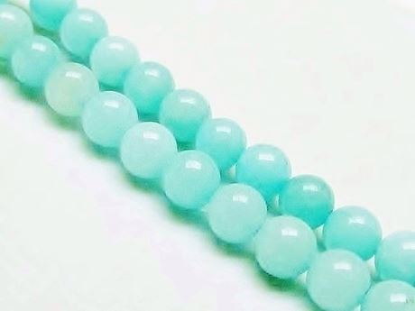 Picture of 8x8 mm, round, gemstone beads, jade, light turquoise green, A-grade