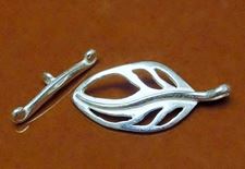 Picture of 26x11 mm, toggle clasp, cut-out leaf, JBB findings, silver-plated brass