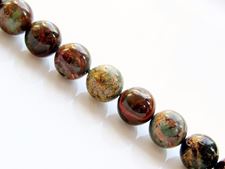 Picture of 8x8 mm, round, gemstone beads, chalcedony, green-brown, natural