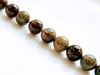 Image de 8x8 mm, perles rondes, pierres gemmes, calcédoine, brun-vert, naturelle