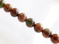 Picture of 6x6 mm, round, gemstone beads, chalcedony, green-brown, natural