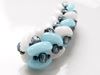 Picture of 3x8 mm, spindle, Cali beads, Czech glass, 3 holes, light turquoise blue, opaque