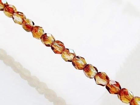 Picture of 4x4 mm, Czech faceted round beads, crystal, transparent, half tone Venus luster